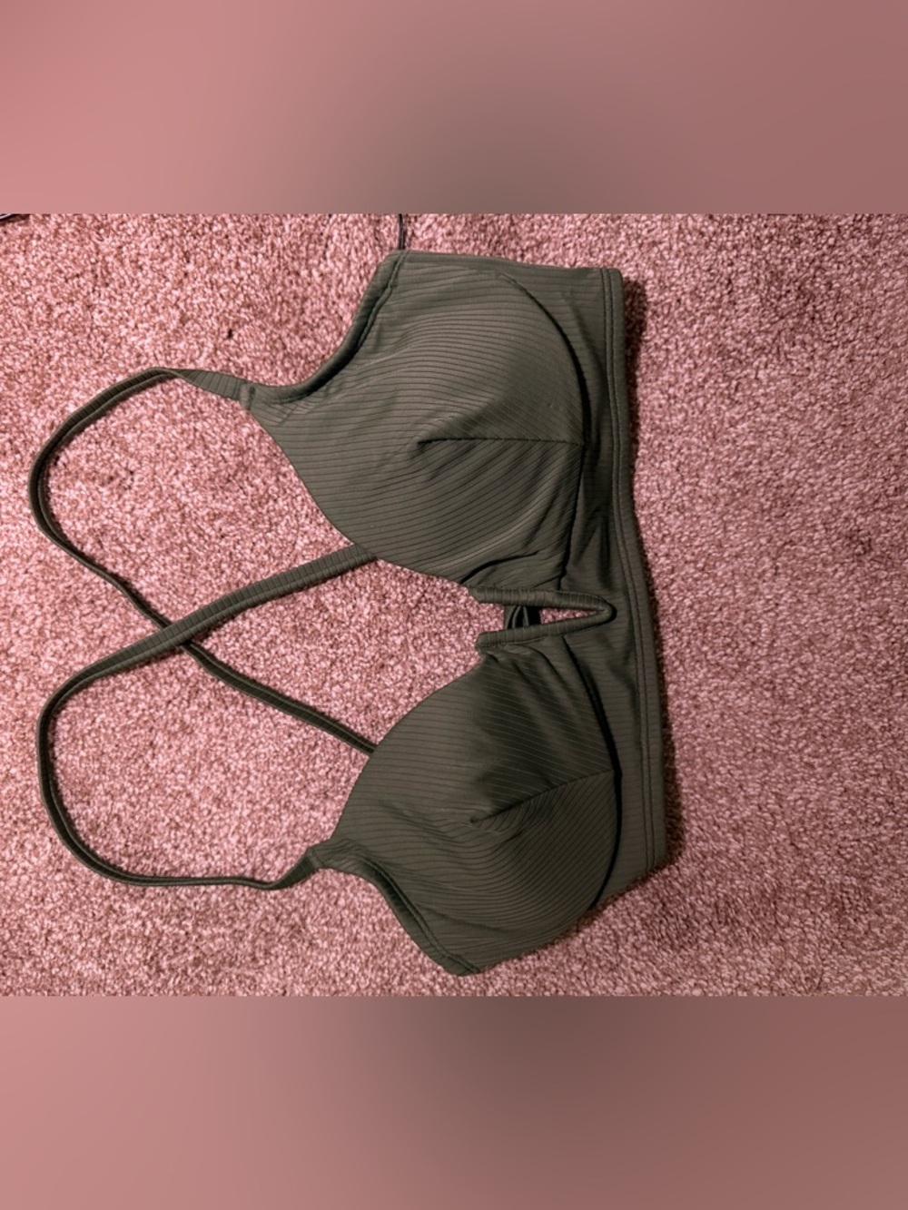 Shade & Shore Olive Ribbed Padded Bralette